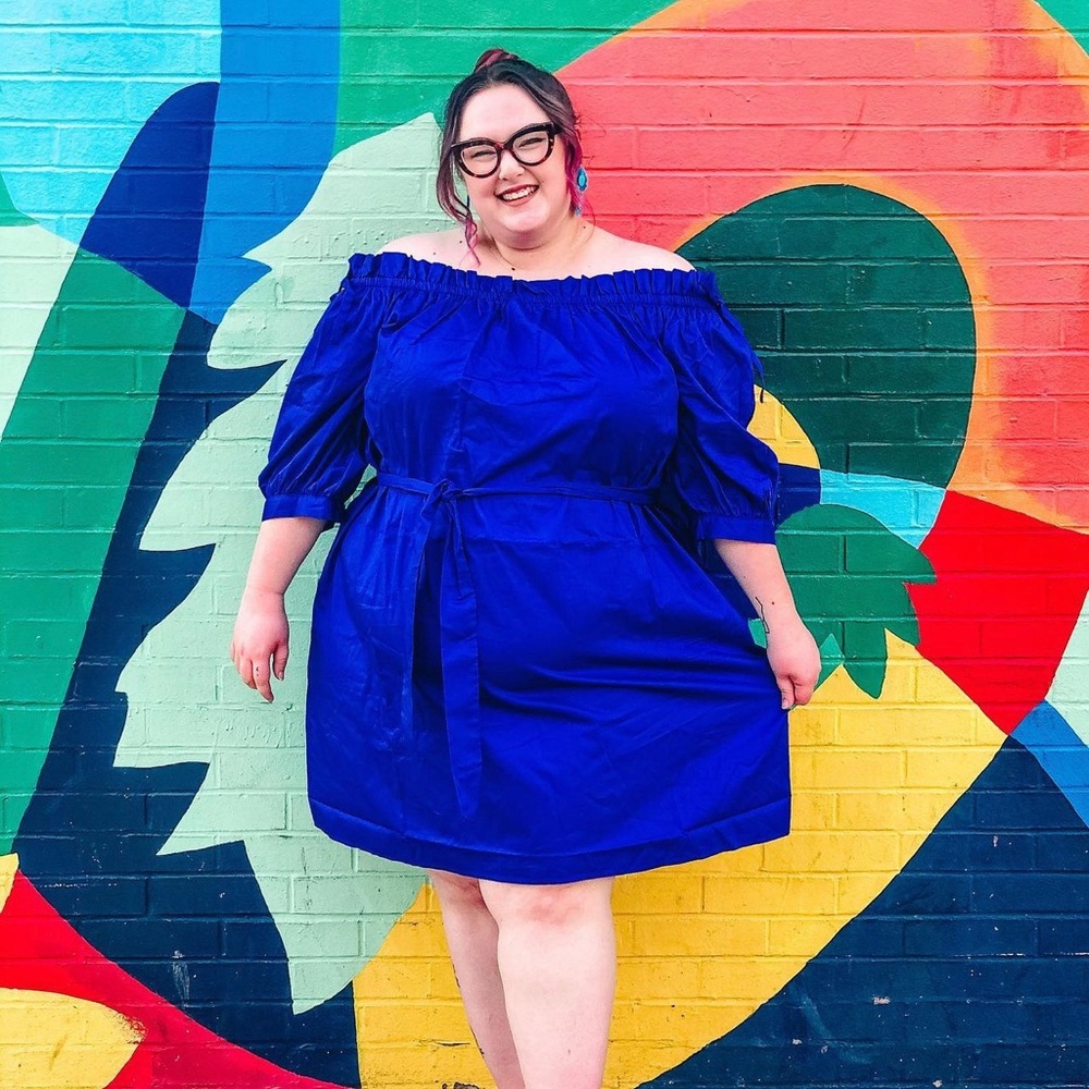 Blue Off The Shoulder Dress